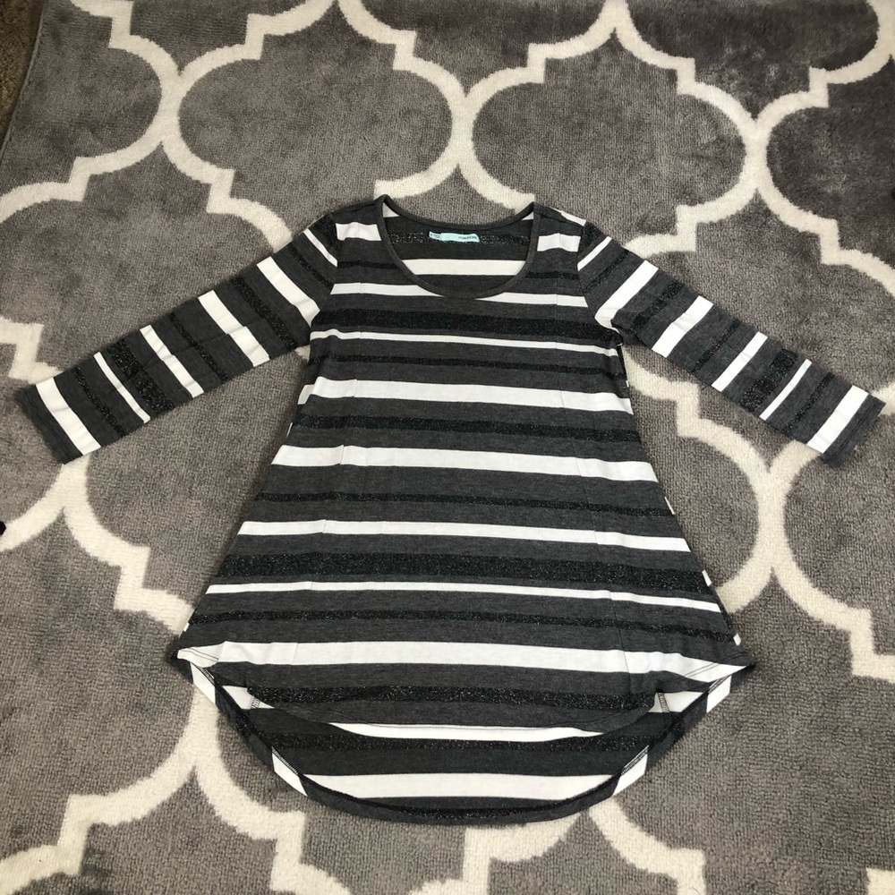 Maurices Shirt Womens Small Striped Top Gray White